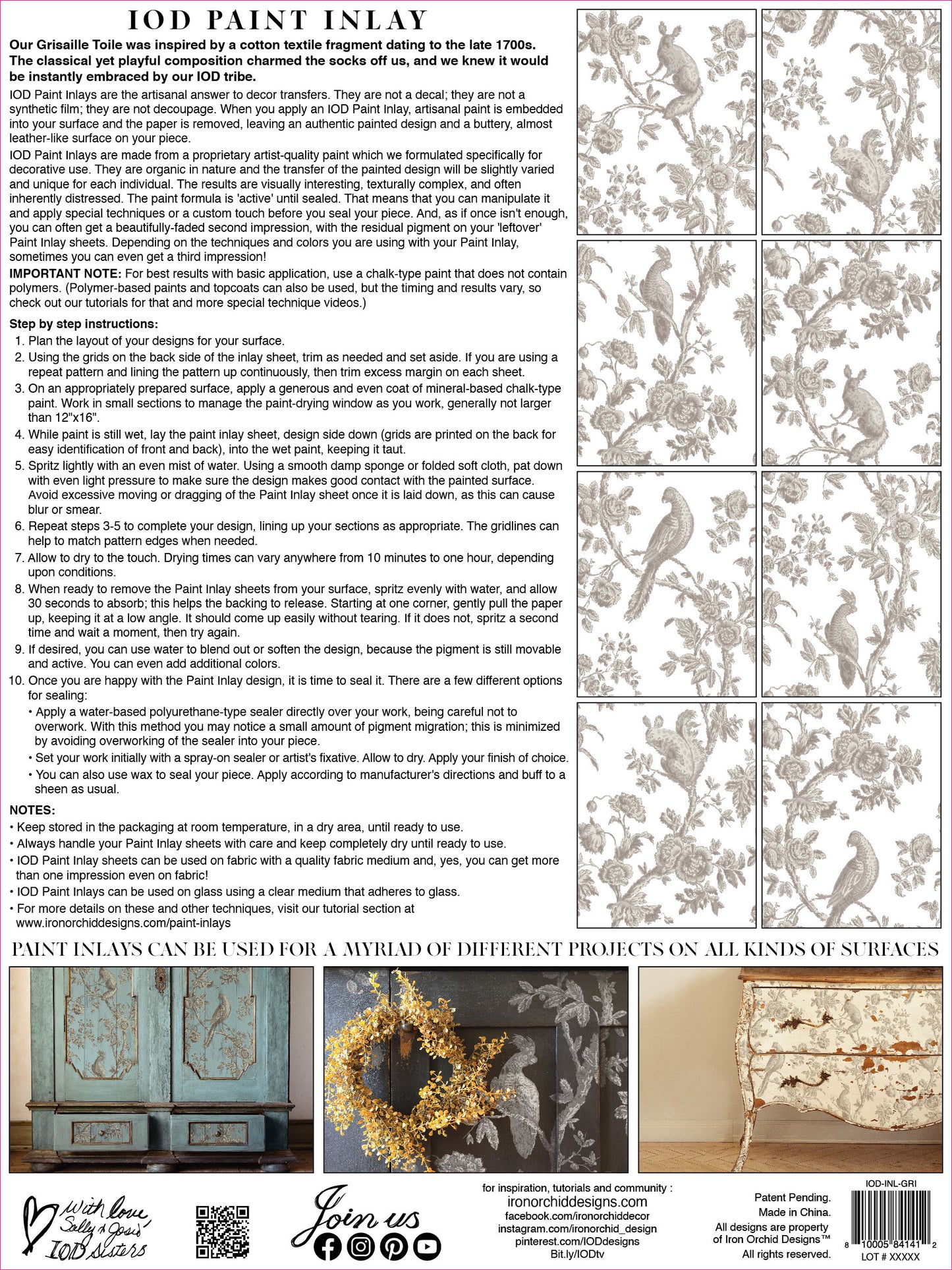 NEW: IOD Paint Inlay-Grisaille Toile