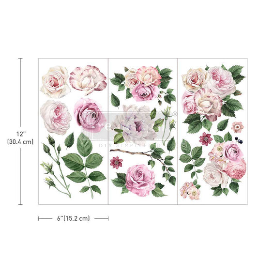 Redesign Decor transfer-Delicate Roses-Small 3 sheets