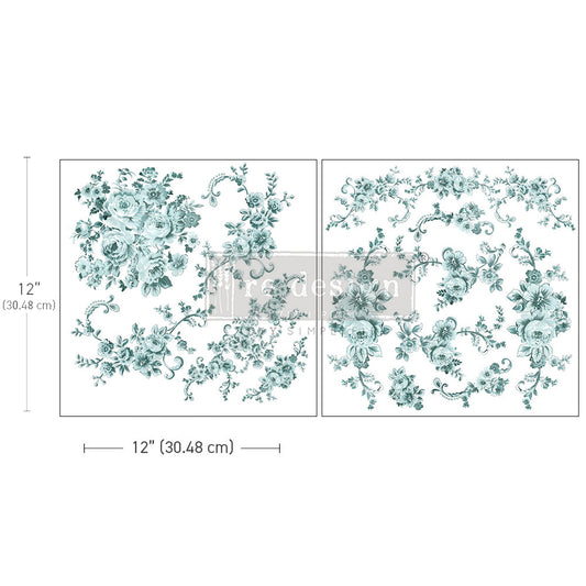 Redesign Decor transfer-Minty Roses-NEW MAXI SIZE